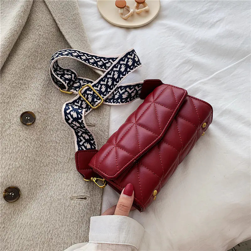 Fashionable Square Bag with Wide Shoulder Strap