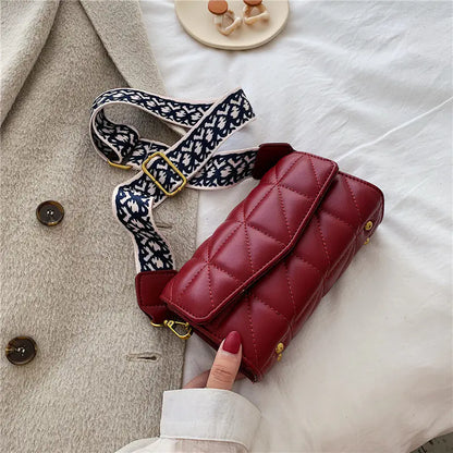 Fashionable Square Bag with Wide Shoulder Strap