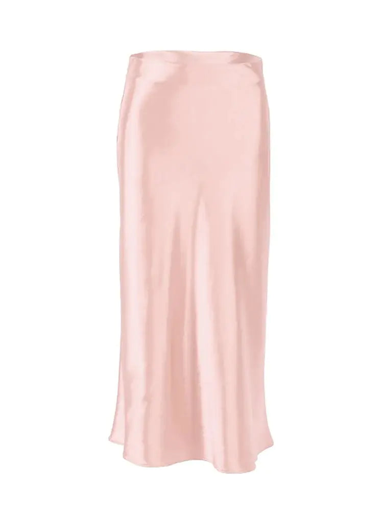 Elegant Satin Mid-Length Skirt