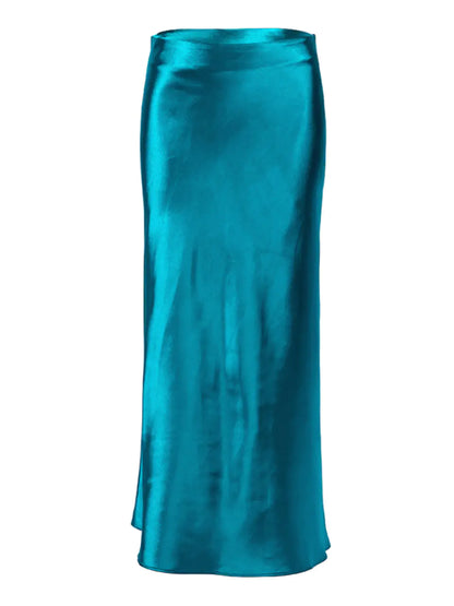 Elegant Satin Mid-Length Skirt