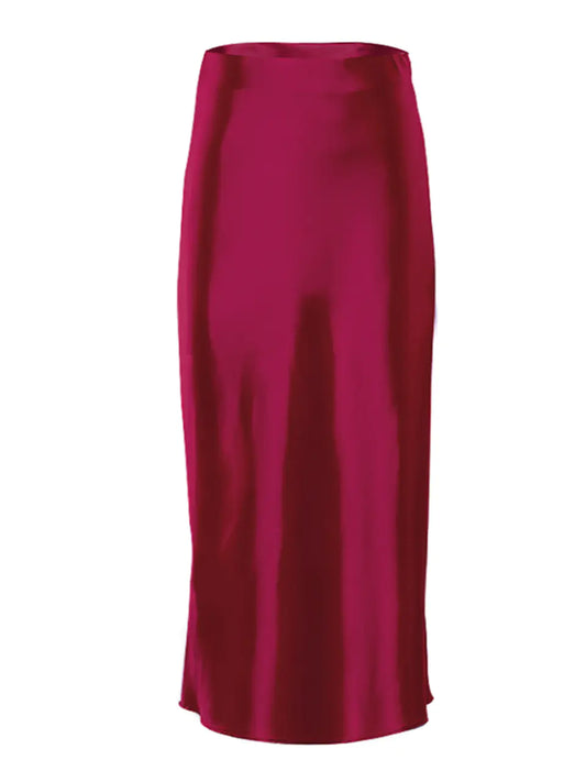 Elegant Satin Mid-Length Skirt