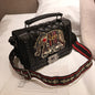 Embroidered Elephant Shoulder Bag with Wide Strap