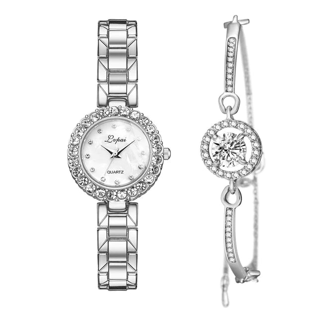 Women's Quartz Watch and Bracelet Set (Two Pieces)