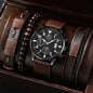 Men's Stylish Minimalist Quartz Watch with Beaded Bracelet