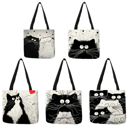 Linen Cat Shoulder Bag