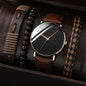 4pcs Men's Watch Set with Cool Quartz and Beaded Bracelet