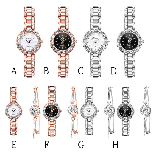 Women's Quartz Watch and Bracelet Set (Two Pieces)