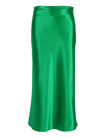 Elegant Satin Mid-Length Skirt