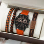 Men's Stylish Minimalist Quartz Watch with Beaded Bracelet