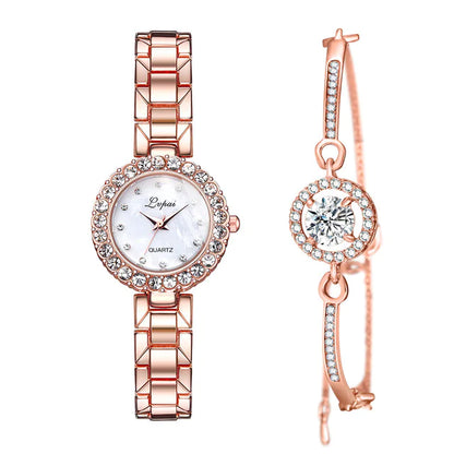 Women's Quartz Watch and Bracelet Set (Two Pieces)