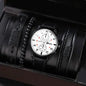 Men's Stylish Minimalist Quartz Watch with Beaded Bracelet