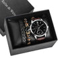4pcs Men's Watch Set with Cool Quartz and Beaded Bracelet