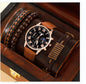 4pcs Men's Watch Set with Cool Quartz and Beaded Bracelet