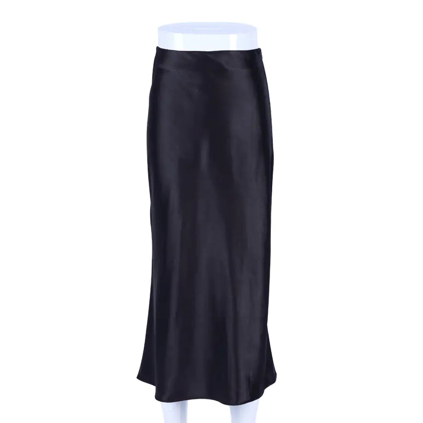 Elegant Satin Mid-Length Skirt