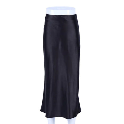 Elegant Satin Mid-Length Skirt