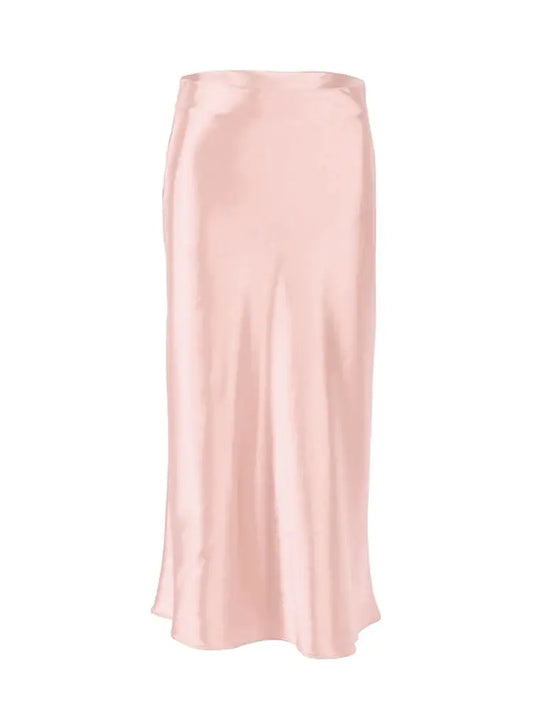 Elegant Satin Mid-Length Skirt