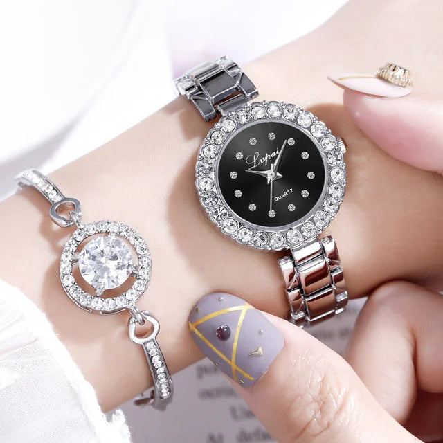 Women's Quartz Watch and Bracelet Set (Two Pieces)