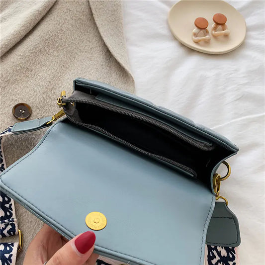 Fashionable Square Bag with Wide Shoulder Strap